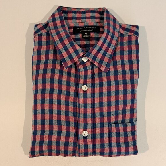 Banana Republic Men's Medium Linen Standard Fit Long Sleeve Button Down Shirt - Picture 7 of 14